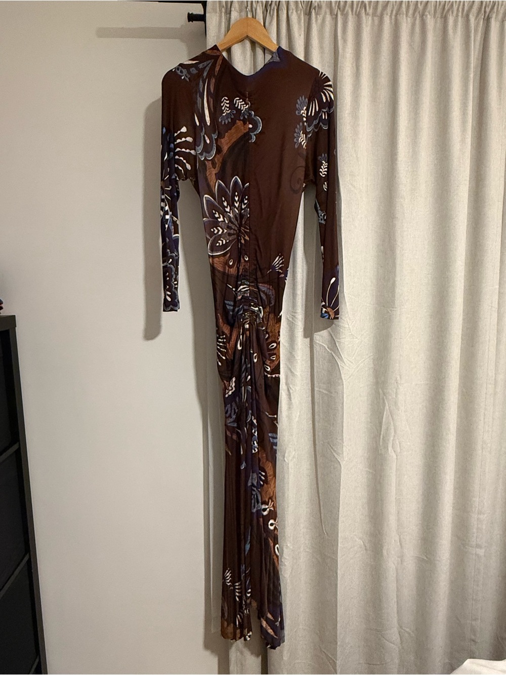 FARM Rio Brown Floral Long Sleeve Maxi Dress